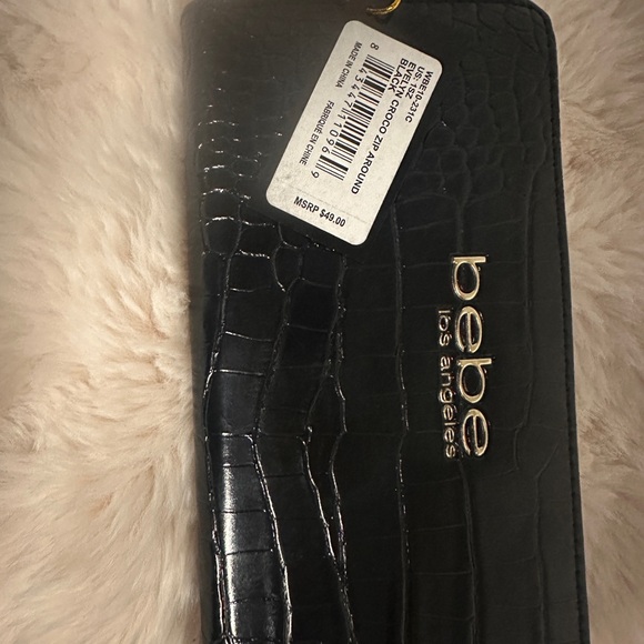 Bebe Black Croc-Embossed Wallet - Picture 1 of 7